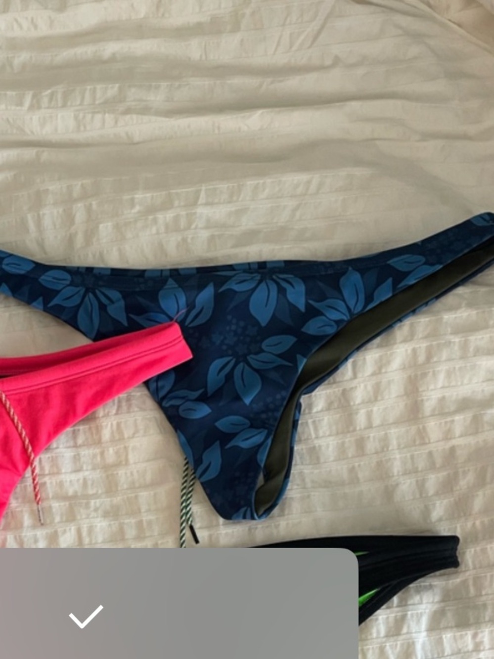 Jolyn Clothing Hot Pink Bikini Set with Navy Leaf Bottom
